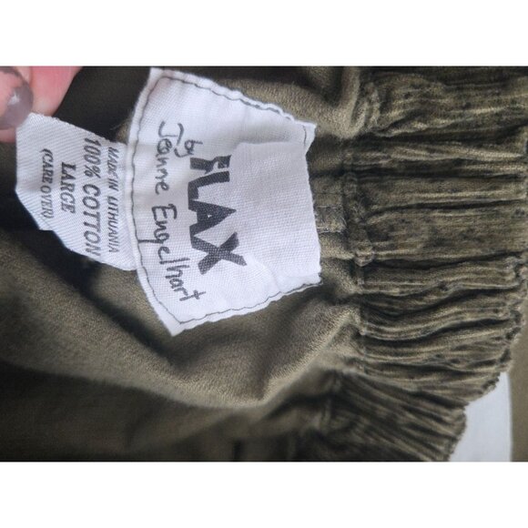 FLAX by JEANNE ENGLEHART Women's Button Corduroy Set Green Speckled Large - Picture 7 of 8